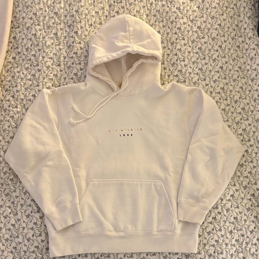 Brandy Melville Off-White Hoodie with Embroidery- Los Angeles 1984